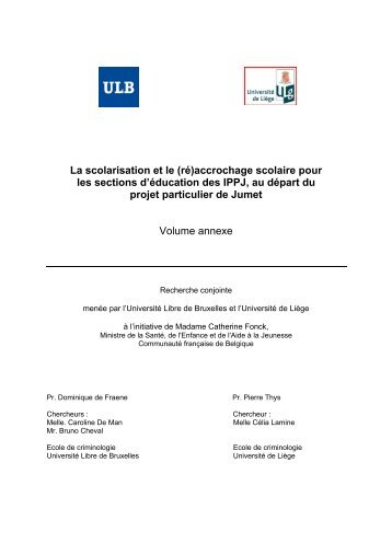 La scolarisation et le (ré)accrochage scolaire pour les sections d ...