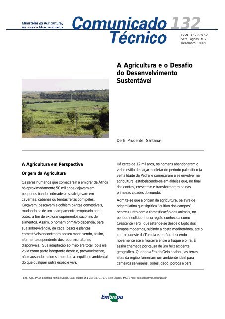 A Agricultura eo Desafio do Desenvolvimento Sustentável - Embrapa