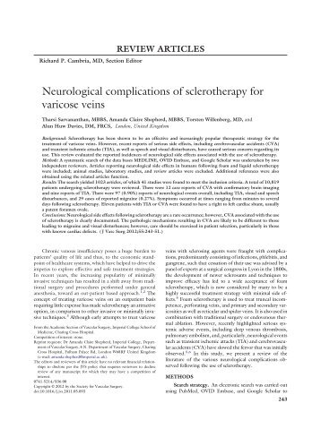 Neurological complications of sclerotherapy for varicose veins