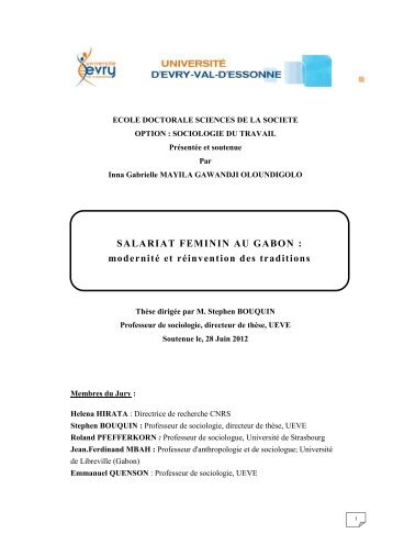 SALARIAT FEMININ AU GABON - Bibliothèque Universitaire d'Evry