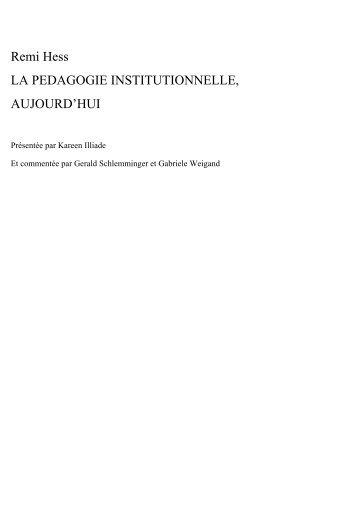 Remi Hess LA PEDAGOGIE ... - Université Paris 8