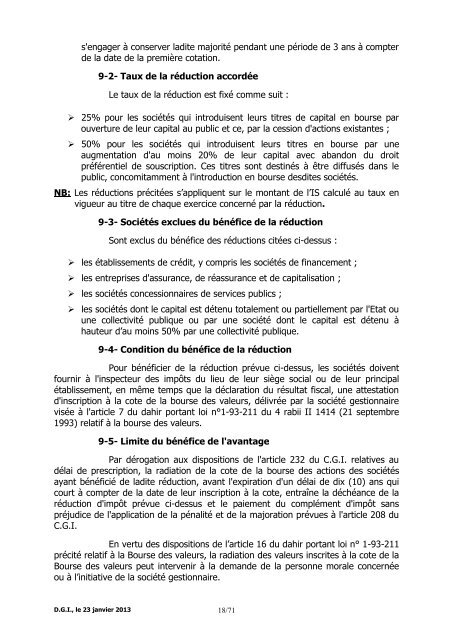 Note Circulaire 721 relative aux dispositions fiscales de la loi de ...