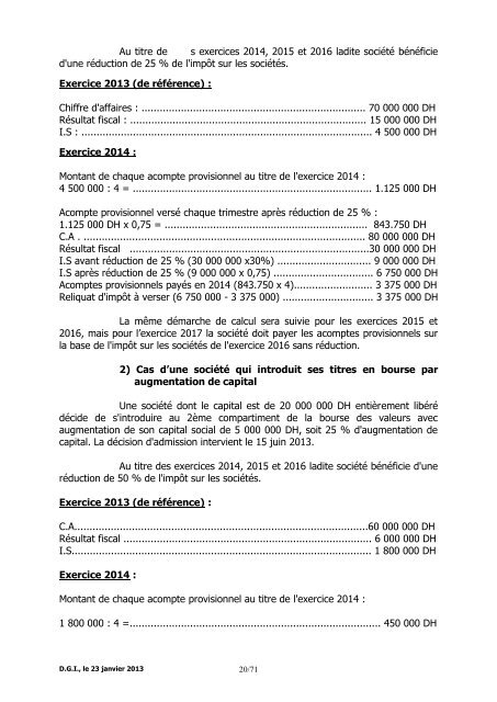 Note Circulaire 721 relative aux dispositions fiscales de la loi de ...