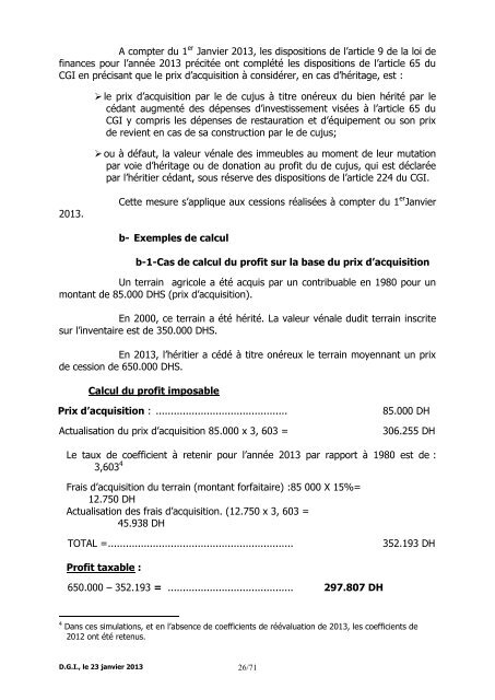 Note Circulaire 721 relative aux dispositions fiscales de la loi de ...