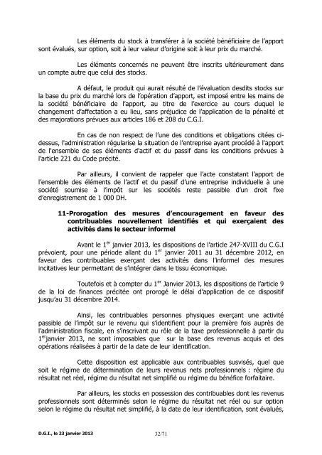 Note Circulaire 721 relative aux dispositions fiscales de la loi de ...