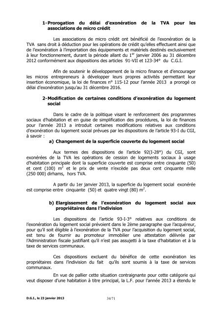 Note Circulaire 721 relative aux dispositions fiscales de la loi de ...