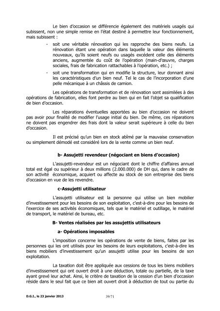 Note Circulaire 721 relative aux dispositions fiscales de la loi de ...