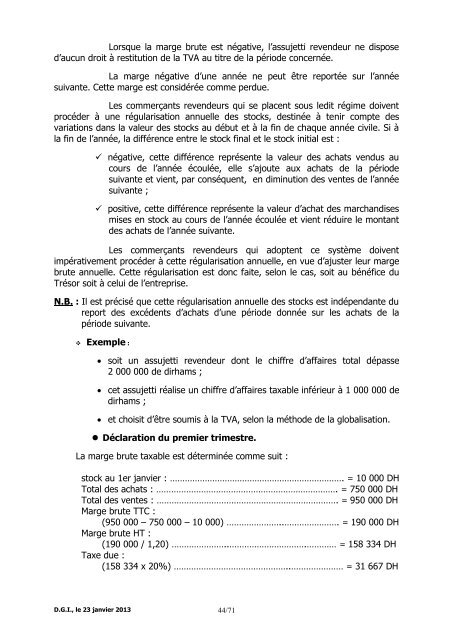 Note Circulaire 721 relative aux dispositions fiscales de la loi de ...