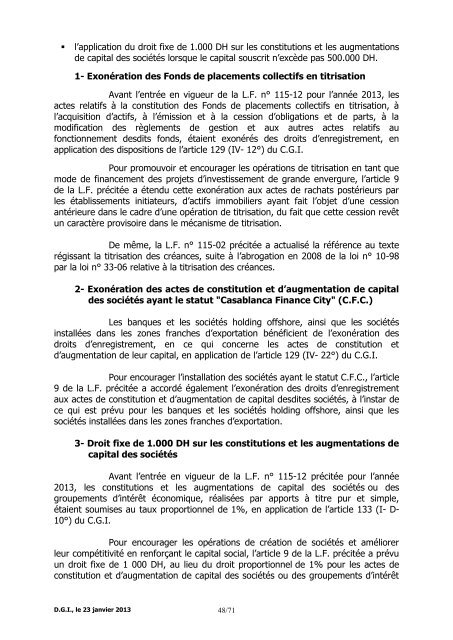 Note Circulaire 721 relative aux dispositions fiscales de la loi de ...