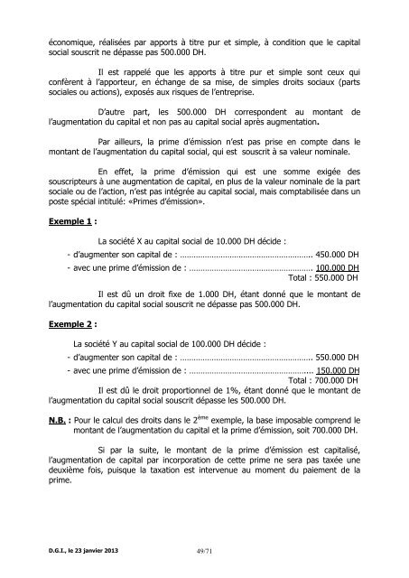 Note Circulaire 721 relative aux dispositions fiscales de la loi de ...