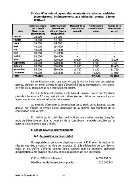 Note Circulaire 721 relative aux dispositions fiscales de la loi de ...