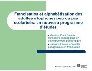 Francisation et alphabétisation des adultes allophones peu ou pas ...