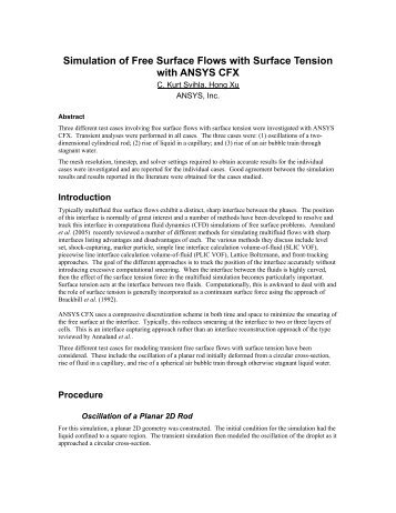 Simulation of Free Surface Flows with Surface Tension with ANSYS ...