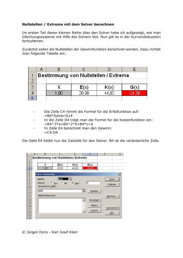 Nullstellen / Extrema mit dem Solver berechnen Im ... - Aj-dons.de