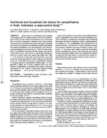 Nutritional and household risk factors for xerophthalmia in Aceh ...