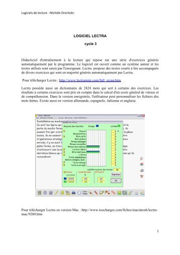 Présentation de logiciels de lecture au cycle 3