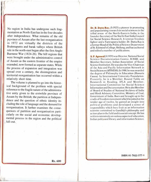 Reorganisation of NE India Since 1947.pdf - DSpace@NEHU ...
