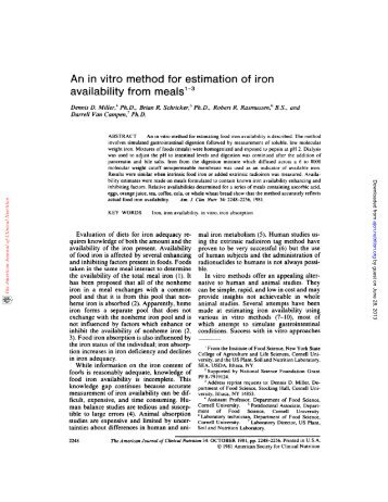 An in vitro method for estimation of iron availability from meals13