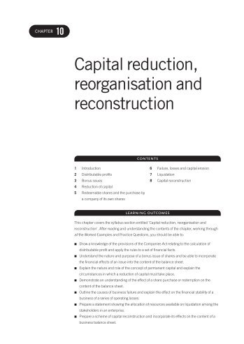 10 Capital reduction, reorganisation and reconstruction - ICSA