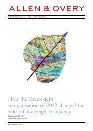 How the Greek debt reorganisation of 2012 changed ... - Allen & Overy