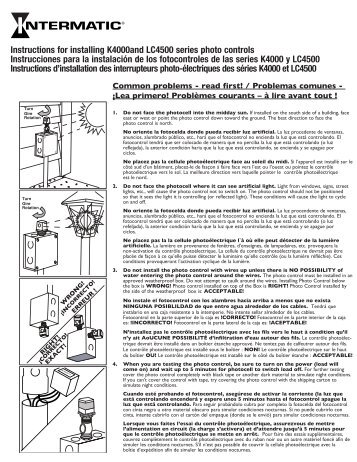 Instructions for installing K4000and LC4500 series photo ... - Intermatic