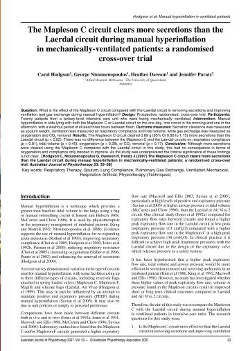 The Mapleson C circuit clears more secretions than the Laerdal ...