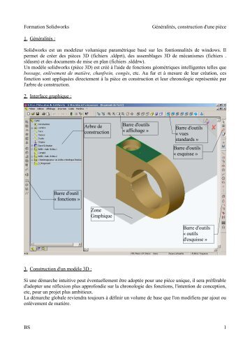 Formation Solidworks Généralités, construction d'une pièce 1 ...