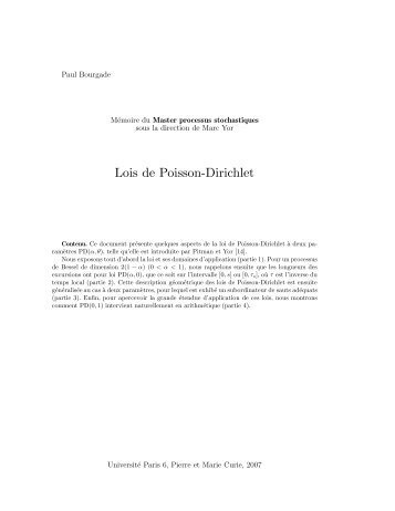 Lois de Poisson-Dirichlet - Department of Mathematics