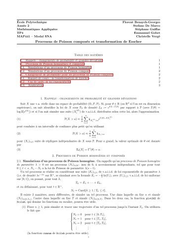 Processus de Poisson composés et transformation de Esscher - CMAP