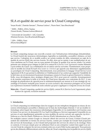 SLA et qualité de service pour le Cloud Computing - regal - LIP6