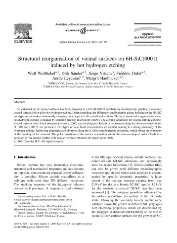 Structural reorganisation of vicinal surfaces on 6H-SiC(0001 ...