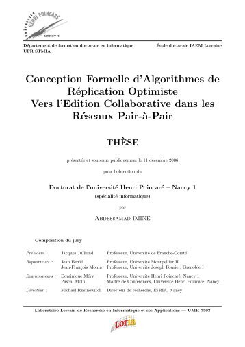 Conception Formelle d'Algorithmes de Réplication Optimiste Vers l ...