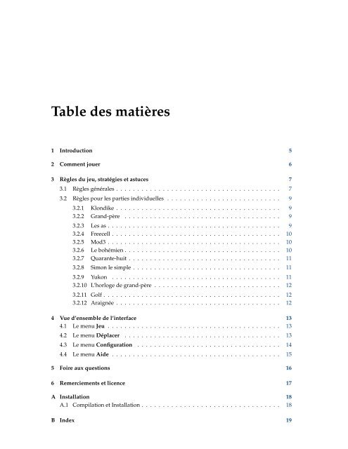 Le Manuel de KPatience - KDE Documentation