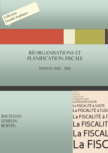 réorganisations et planification fiscale - Université du Québec