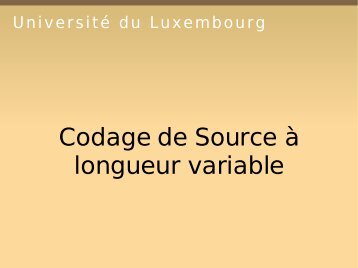 Codage de Source à longueur variable