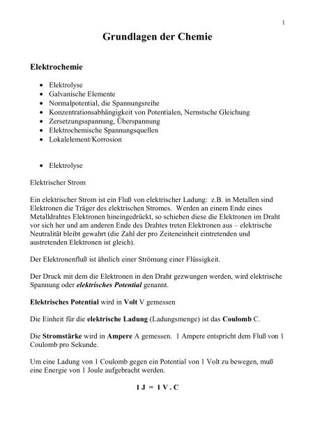 Grundlagen der Chemie