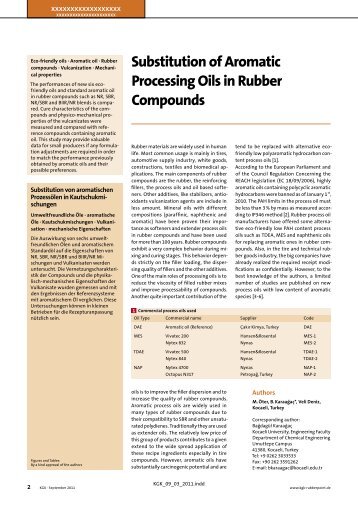 Substitution of Aromatic Processing Oils in Rubber Compounds