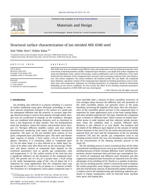 Structural surface characterization of ion nitrided AISI 4340 steel