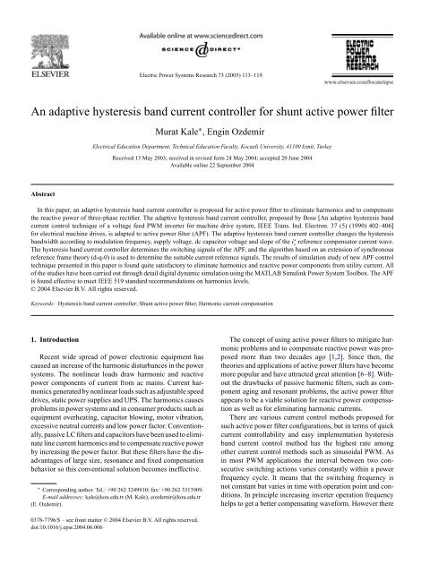 An adaptive hysteresis band current controller for shunt active power ...