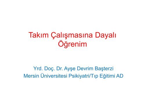 Takım Çalışmasına Dayalı Öğrenim