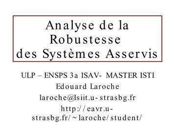 Analyse de la robustesse d'un système asservi