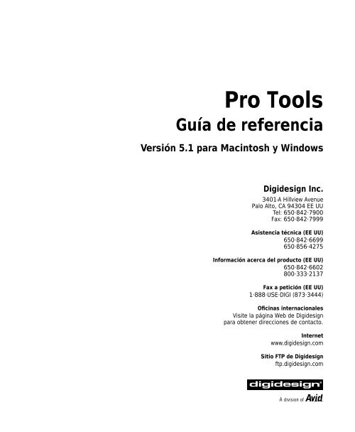 Pro Tools Guia de referencia Version 5.1 para Macintosh y Windows