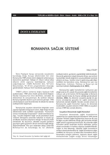 romanya sağlık sistemi - Akademik Personel Bilgi Bankası - Kocaeli ...