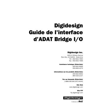 Digidesign Guide de l'interface d'ADAT Bridge I/O - Concept Sonore ...