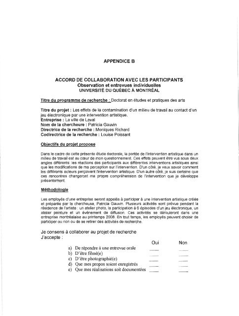 Les effets de la contamination d'un milieu de ... - Archipel - UQAM