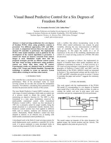 Visual Based Predictive Control for a Six Degrees of Freedom Robot