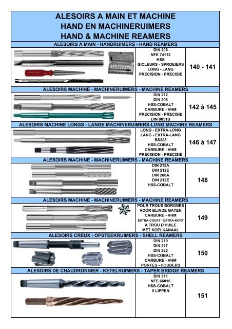 hand & machine reamers - TME