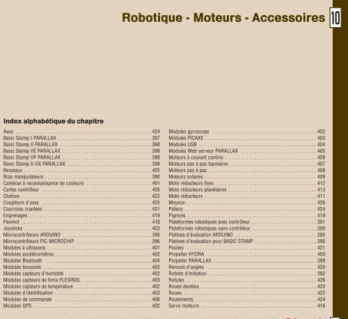 Robotique - Moteurs - Accessoires - Selectronic