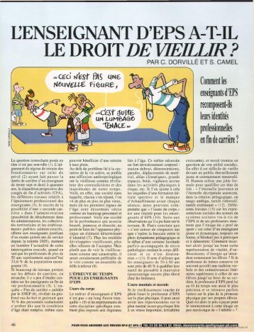 L'ENSEIGNANT D'EPS A-T-IL LE DROIT DEVIEILLIR ?