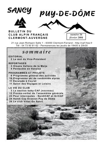 s o m m a i re - Club Alpin Français Clermont-Auvergne